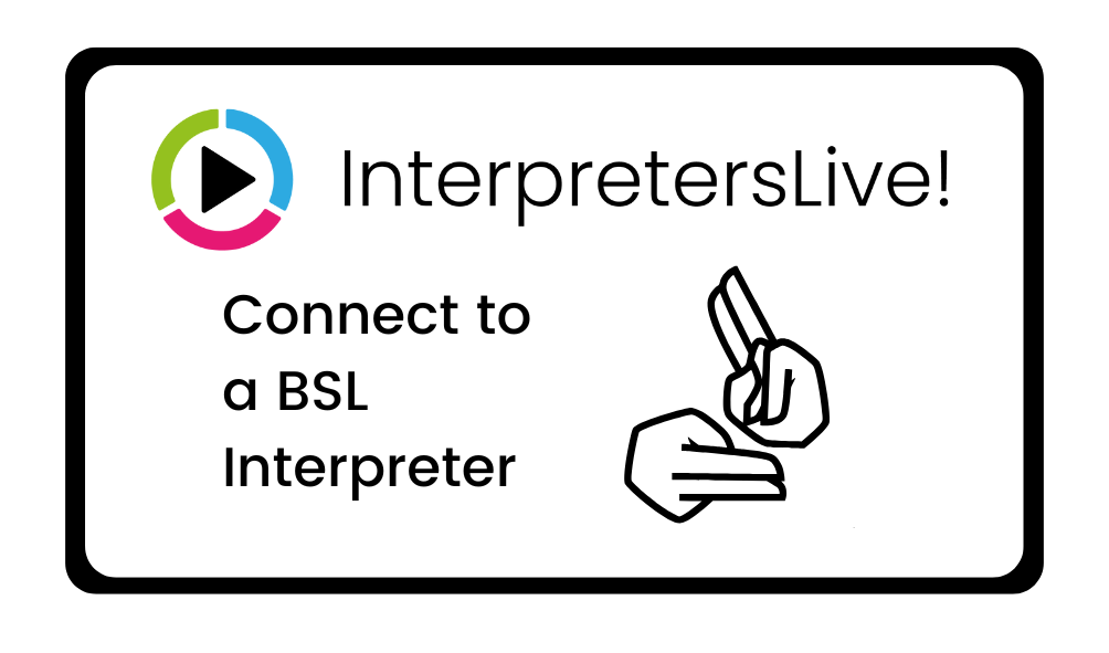 a graphic inviting users to connect to a BSL interpreter