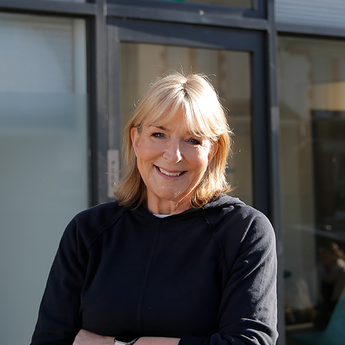Headshot of Fern britton outside a vet practice