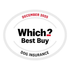 Which? logo for best buy dog insurance - Petplan Covered For Life® Plan