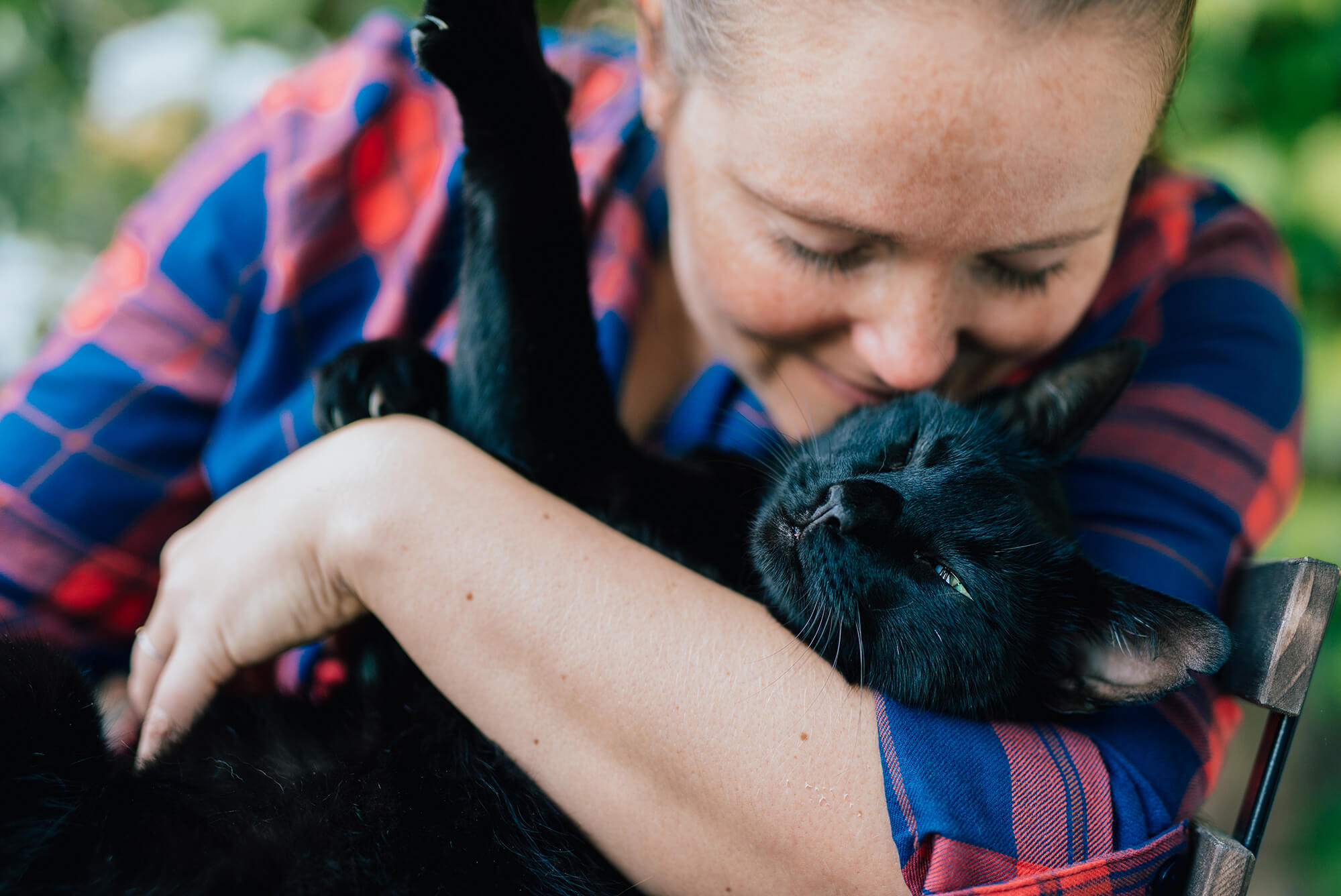 woman with black cat