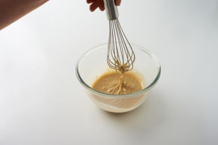 Bowl of pancake batter.