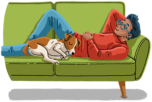 Dog sleeping next to owner