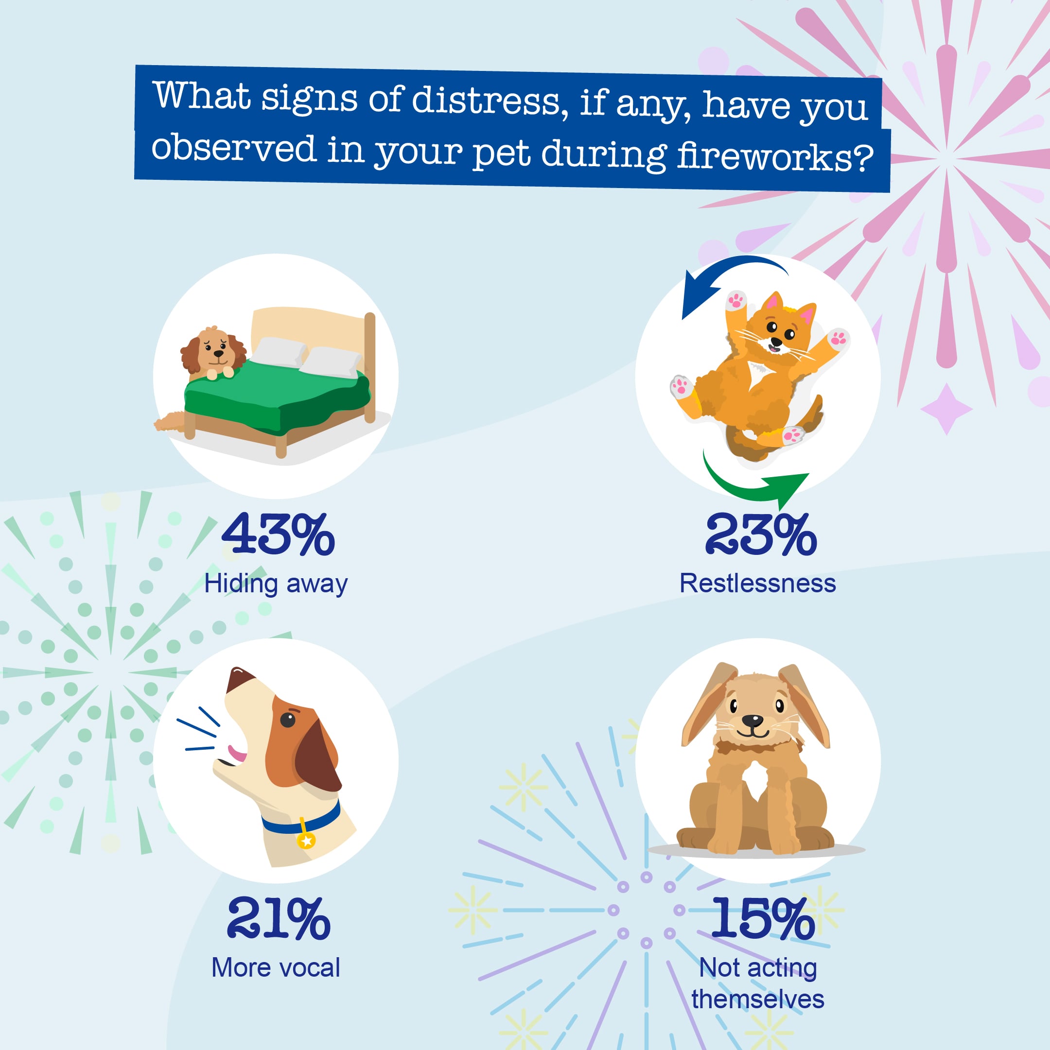 Signs of distress in pets during fireworks